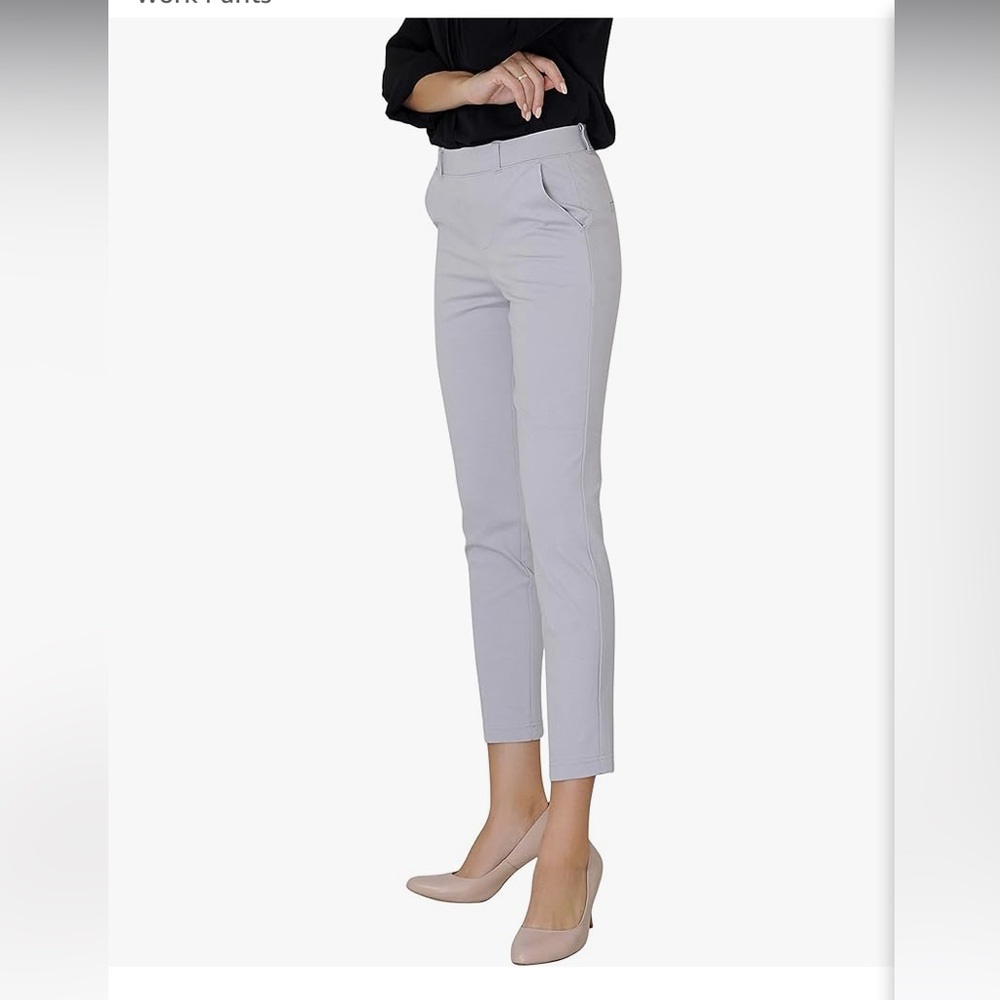 Mary Crafts Women's Cropped Straight-Leg Pants in Light Gray - Picture 3 of 3